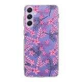 PrintiFy Samsung Galaxy A54 ile Uyumlu Kapak Floral Pembe Tasarımlı 1mm Fit Şeffaf Silikon Kılıf