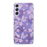 PrintiFy Samsung Galaxy A54 ile Uyumlu Kapak Floral Pudra Tasarımlı 1mm Fit Şeffaf Silikon Kılıf