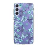 PrintiFy Samsung Galaxy A54 ile Uyumlu Kapak Floral Su Yeşili Tasarımlı 1mm Fit Şeffaf Silikon Kılıf