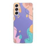 PrintiFy Samsung Galaxy A54 ile Uyumlu Kapak Karışık Renkler Tasarımlı 1mm Fit Şeffaf Silikon Kılıf