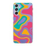 PrintiFy Samsung Galaxy A54 ile Uyumlu Kapak Renkli Desen B Turuncu Tasarımlı 1mm Fit Şeffaf Silikon Kılıf