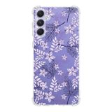 Printify Samsung Galaxy A54 Uyumlu Köşe Korumalı Antişok Kapak Floral Lila Tasarımlı Şeffaf Silikon Kılıf