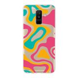 PrintiFy Samsung Galaxy A6 2018 Plus ile Uyumlu Kapak Renkli Desen B Turuncu Tasarımlı 1mm Fit Şeffaf Silikon Kılıf