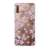 PrintiFy Samsung Galaxy A7 2018 ile Uyumlu Kapak Floral Lila Tasarımlı 1mm Fit Şeffaf Silikon Kılıf