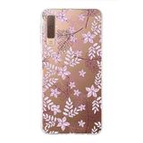 PrintiFy Samsung Galaxy A7 2018 ile Uyumlu Kapak Floral Pudra Tasarımlı 1mm Fit Şeffaf Silikon Kılıf