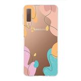 PrintiFy Samsung Galaxy A7 2018 ile Uyumlu Kapak Karışık Renkler Tasarımlı 1mm Fit Şeffaf Silikon Kılıf