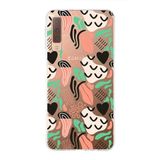 PrintiFy Samsung Galaxy A7 2018 ile Uyumlu Kapak Memphis Desen - 1 Tasarımlı 1mm Fit Şeffaf Silikon Kılıf