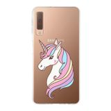 PrintiFy Samsung Galaxy A7 2018 ile Uyumlu Kapak Unicorn Tasarımlı 1mm Fit Şeffaf Silikon Kılıf