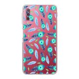PrintiFy Samsung Galaxy A7 2018 ile Uyumlu Nazar Boncuğu 3 Kamera Korumalı Şeffaf Silikon Kılıf