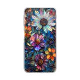 PrintiFy Samsung Galaxy A7 2018 ile Uyumlu Vitray Mücevher Flora Tasarımlı Şeffaf Silikon Kılıf