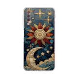 PrintiFy Samsung Galaxy A7 2018 ile Uyumlu Vitray Sol ve Luna Tasarımlı Şeffaf Silikon Kılıf