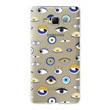 PrintiFy Samsung Galaxy A7 ile Uyumlu 1mm Slim Fit Nazar Boncuğu 2 Baskılı Şeffaf Kılıf