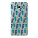 PrintiFy Samsung Galaxy A7 ile Uyumlu 1mm Slim Fit Nazar Boncuğu 4 Baskılı Şeffaf Kılıf