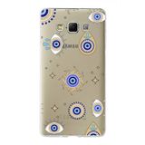 PrintiFy Samsung Galaxy A7 ile Uyumlu 1mm Slim Fit Nazar Boncuğu 5 Baskılı Şeffaf Kılıf