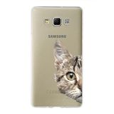 PrintiFy Samsung Galaxy A7 ile Uyumlu Kapak Catface Tasarımlı 1mm Fit Şeffaf Silikon Kılıf