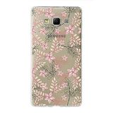 PrintiFy Samsung Galaxy A7 ile Uyumlu Kapak Floral Kırmızı Tasarımlı 1mm Fit Şeffaf Silikon Kılıf