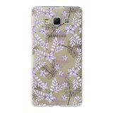 PrintiFy Samsung Galaxy A7 ile Uyumlu Kapak Floral Lila Tasarımlı 1mm Fit Şeffaf Silikon Kılıf