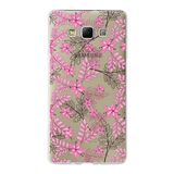 PrintiFy Samsung Galaxy A7 ile Uyumlu Kapak Floral Pembe Tasarımlı 1mm Fit Şeffaf Silikon Kılıf