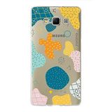 PrintiFy Samsung Galaxy A7 ile Uyumlu Kapak Geometrik Şekiller Tasarımlı 1mm Fit Şeffaf Silikon Kılıf
