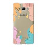 PrintiFy Samsung Galaxy A7 ile Uyumlu Kapak Karışık Renkler Tasarımlı 1mm Fit Şeffaf Silikon Kılıf