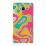 PrintiFy Samsung Galaxy A7 ile Uyumlu Kapak Renkli Desen B Turuncu Tasarımlı 1mm Fit Şeffaf Silikon Kılıf