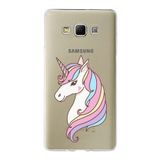 PrintiFy Samsung Galaxy A7 ile Uyumlu Kapak Unicorn Tasarımlı 1mm Fit Şeffaf Silikon Kılıf
