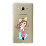 PrintiFy Samsung Galaxy A7 ile Uyumlu Kapak Vespagirl Tasarımlı 1mm Fit Şeffaf Silikon Kılıf