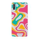 PrintiFy Samsung Galaxy A70s ile Uyumlu Kapak Renkli Desen B Turuncu Tasarımlı 1mm Fit Şeffaf Silikon Kılıf