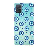 PrintiFy Samsung Galaxy A71 ile Uyumlu 1mm Slim Fit Nazar Boncuğu 1 Baskılı Şeffaf Kılıf