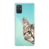 PrintiFy Samsung Galaxy A71 ile Uyumlu Kapak Catface Tasarımlı 1mm Fit Şeffaf Silikon Kılıf