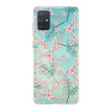 PrintiFy Samsung Galaxy A71 ile Uyumlu Kapak Floral Kırmızı Tasarımlı 1mm Fit Şeffaf Silikon Kılıf
