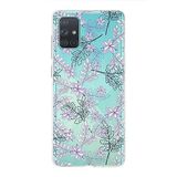 PrintiFy Samsung Galaxy A71 ile Uyumlu Kapak Floral Lila Tasarımlı 1mm Fit Şeffaf Silikon Kılıf