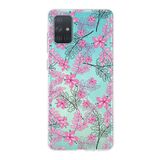 PrintiFy Samsung Galaxy A71 ile Uyumlu Kapak Floral Pembe Tasarımlı 1mm Fit Şeffaf Silikon Kılıf