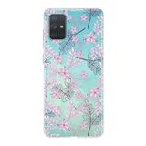 PrintiFy Samsung Galaxy A71 ile Uyumlu Kapak Floral Pudra Tasarımlı 1mm Fit Şeffaf Silikon Kılıf
