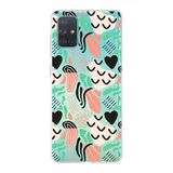 PrintiFy Samsung Galaxy A71 ile Uyumlu Kapak Memphis Desen - 1 Tasarımlı 1mm Fit Şeffaf Silikon Kılıf
