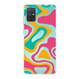 PrintiFy Samsung Galaxy A71 ile Uyumlu Kapak Renkli Desen B Turuncu Tasarımlı 1mm Fit Şeffaf Silikon Kılıf