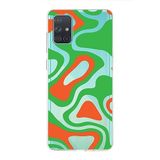 PrintiFy Samsung Galaxy A71 ile Uyumlu Kapak Renkli Desen E Yeşil Tasarımlı 1mm Fit Şeffaf Silikon Kılıf
