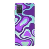 PrintiFy Samsung Galaxy A71 ile Uyumlu Kapak Renkli Desen F Mor Tasarımlı 1mm Fit Şeffaf Silikon Kılıf