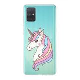PrintiFy Samsung Galaxy A71 ile Uyumlu Kapak Unicorn Tasarımlı 1mm Fit Şeffaf Silikon Kılıf