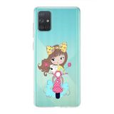 PrintiFy Samsung Galaxy A71 ile Uyumlu Kapak Vespagirl Tasarımlı 1mm Fit Şeffaf Silikon Kılıf