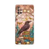 PrintiFy Samsung Galaxy A71 ile Uyumlu Vitray Bilge Kuzgun Tasarımlı Şeffaf Silikon Kılıf