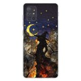 PrintiFy Samsung Galaxy A71 ile Uyumlu Vitray Cadı Saati Tasarımlı Şeffaf Silikon Kılıf