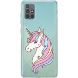 PrintiFy Samsung Galaxy A71 Kamera Korumalı Kapak Unicorn Tasarımlı Şeffaf Kılıf