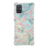 Printify Samsung Galaxy A71 Uyumlu Köşe Korumalı Antişok Kapak Floral Kırmızı Tasarımlı Şeffaf Kılıf