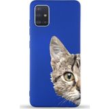 Printify Samsung Galaxy A71 Uyumlu Lansman Kılıf Catface Tasarımlı Içi Kadife Kapak-Lacivert