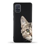 Printify Samsung Galaxy A71 Uyumlu Lansman Kılıf Catface Tasarımlı Içi Kadife Kapak-Siyah