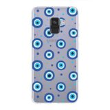 PrintiFy Samsung Galaxy A8 2018 ile Uyumlu 1mm Slim Fit Nazar Boncuğu 1 Baskılı Şeffaf Kılıf