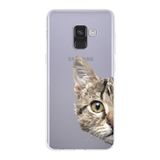 PrintiFy Samsung Galaxy A8 2018 ile Uyumlu Kapak Catface Tasarımlı 1mm Fit Şeffaf Silikon Kılıf
