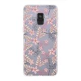 PrintiFy Samsung Galaxy A8 2018 ile Uyumlu Kapak Floral Kırmızı Tasarımlı 1mm Fit Şeffaf Silikon Kılıf