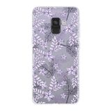 PrintiFy Samsung Galaxy A8 2018 ile Uyumlu Kapak Floral Lila Tasarımlı 1mm Fit Şeffaf Silikon Kılıf